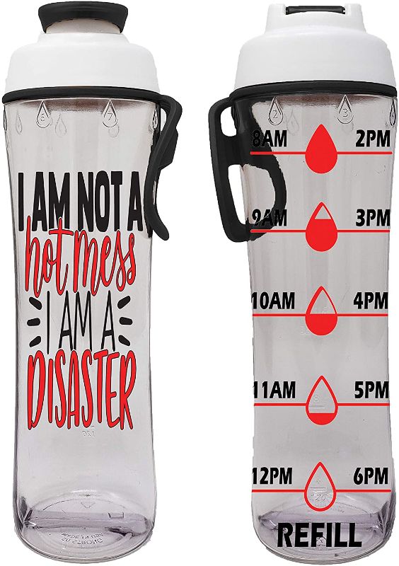 Photo 1 of 50 Strong BPA-free Reusable Water Bottle with Time Marker, 24 Ounces (Hot Mess)