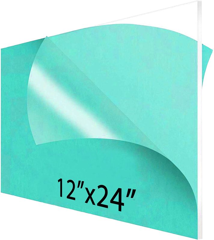 Photo 1 of 12 x 24” Clear Acrylic Sheet Plexiglass – 1/8” Thick; Use for Craft Projects, Signs, Sneeze Guard and More; Cut with Cricut, Laser, Saw or Hand Tools – No Knives
