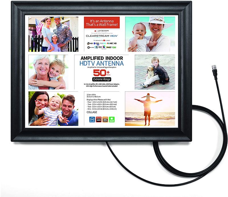 Photo 1 of Clearstream View Wall Frame Amplified Indoor HDTV Antenna with Collage Mat, Black, 18.60in. x 15.00in. x 2.40in.
