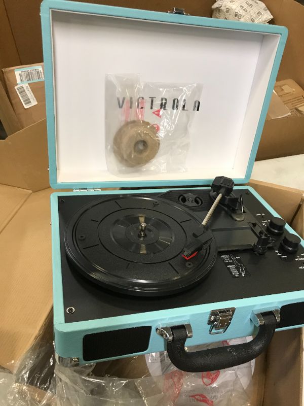 Photo 2 of Victrola Vintage 3-Speed Bluetooth Portable Suitcase Record Player with Built-in Speakers | Upgraded Turntable Audio Sound