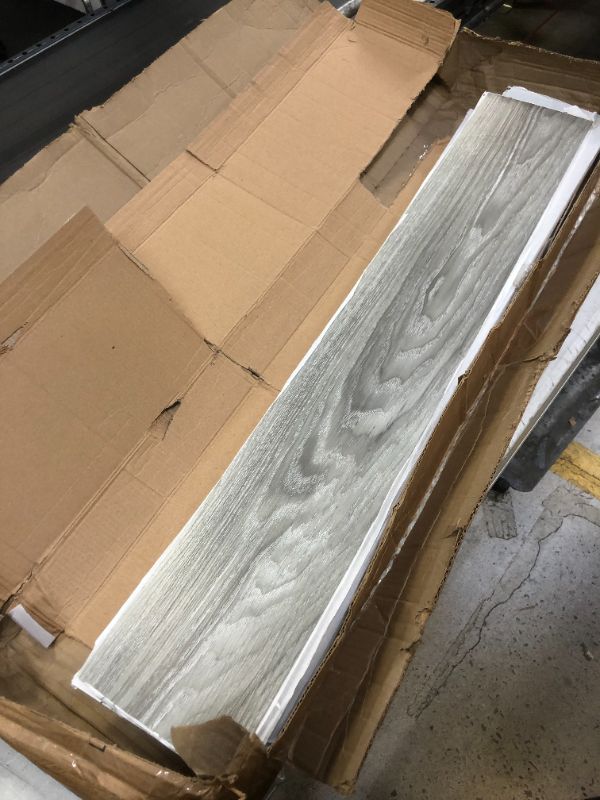 Photo 2 of Art3d Peel and Stick Floor Tile Vinyl Wood Plank 18 Sq.Ft, Light Grey, Rigid Surface Hard Core Easy DIY Self-Adhesive Flooring
