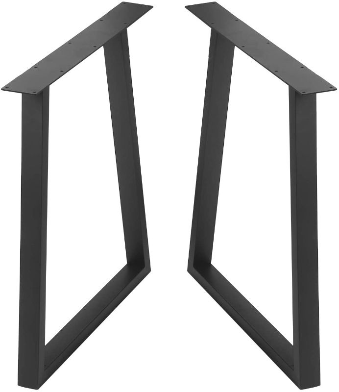 Photo 1 of Womio 2Pcs Metal Furniture Legs H28 x L24/17.5 inchs,Rustic Trapezoid Shape Table Legs,Desk Legs,Heavy Duty Dining Table Legs,Industrial & Modern,Black
