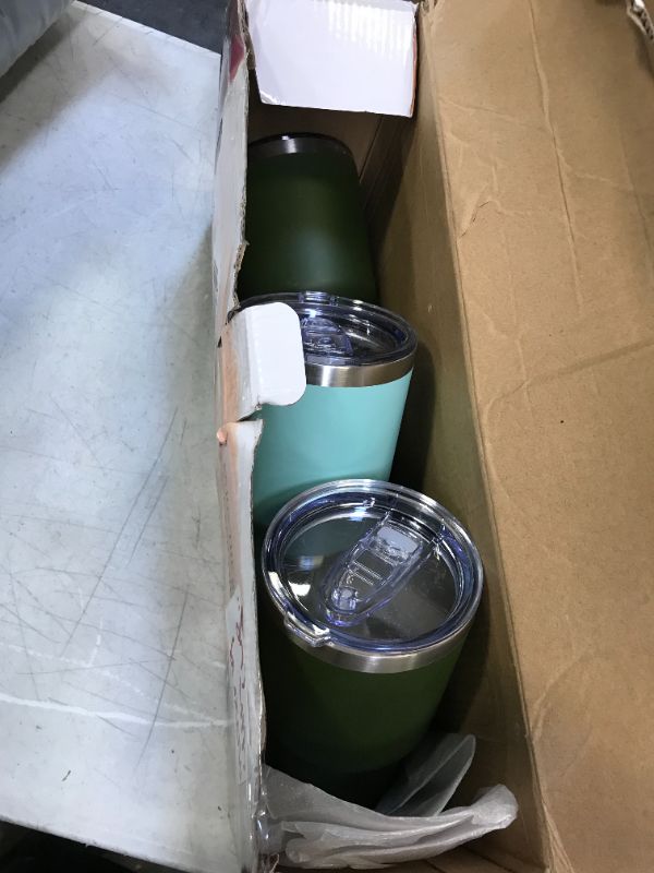 Photo 2 of 3 Pack 30oz Vacuum Insulated Tumblers, Bastwe Double Wall Stainless Steel Travel Tumblers with Lids and Straws for Home, Office, School, Works Great for Ice Drink, Hot Beverage (Seafoam + Olive Green)