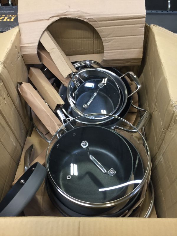 Photo 3 of Amazon Brand – Stone & Beam Kitchen Cookware Set, 17-Piece, Pots and Pans, Hard-Anodized Non-Stick Aluminum (a lid is damaged) 