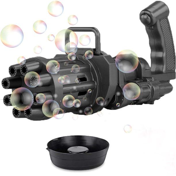 Photo 1 of ibsun Gatling Bubble Machine for Kids Outdoor,Bubble Toys with 8-Hole,2021 Cool Toys Automatic Bubble Blower Summer Outdoor Toys for Boys and Girls Favors Birthday Gift(BLACK) 2 pack 
