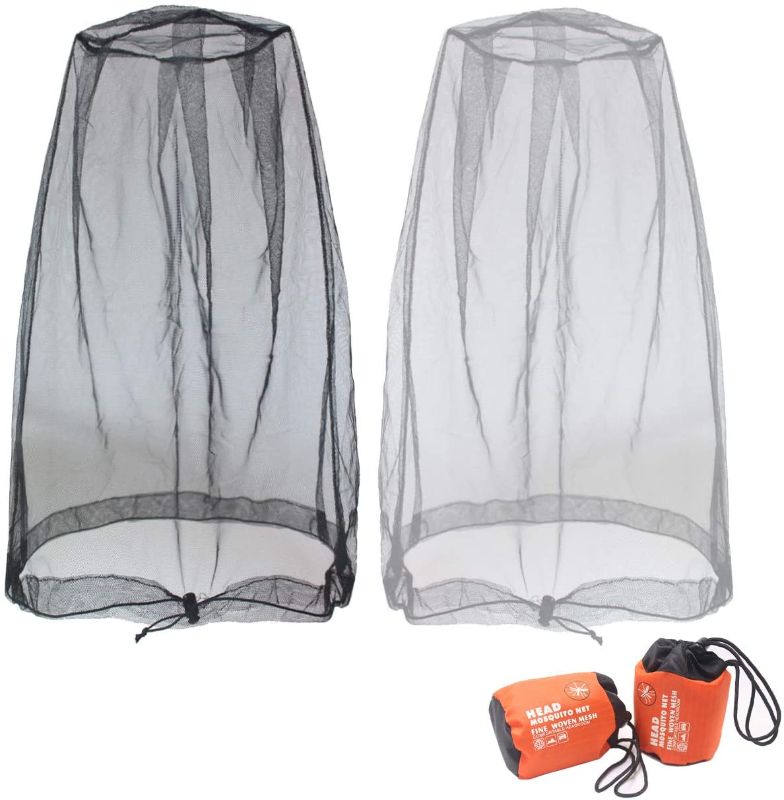 Photo 1 of Benvo Mosquito Head Net Mesh, Face Neck Fly Netting Hood from Bugs Gnats Noseeums Screen Net for Any Outdoor Lover- with Carry Bags Fits Most Sizes of Hats Caps (2pcs, Grey and Black, Updated Big Net) 2 pack 
