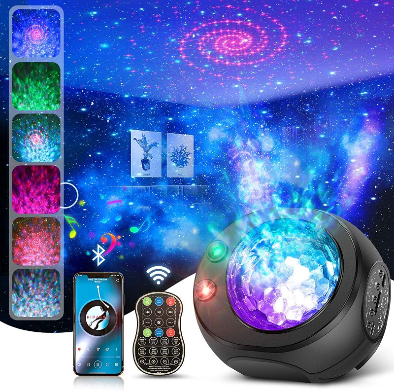 Photo 1 of Galaxy Star Night Light Projector, 3 in 1 Starry Projector with Bluetooth Speaker&Remote Control for Bedroom Ceiling, Skylight Projector with Timer Kids Adults Gift, Sync to Music, Nebular Ocean Wave
