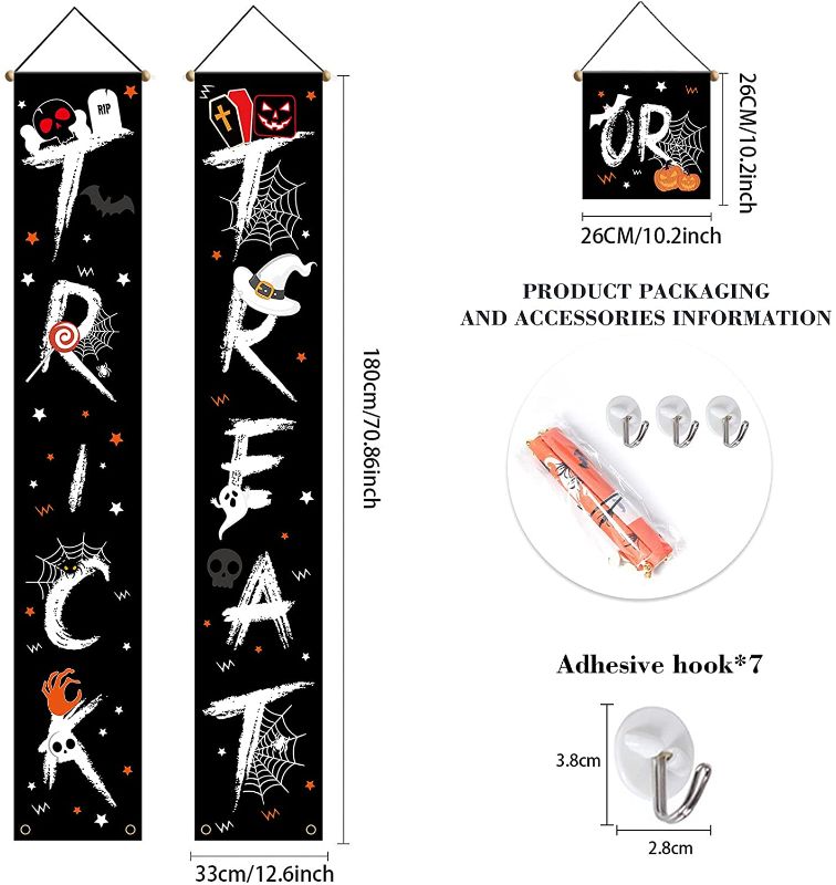 Photo 1 of Dayeto Outdoor Halloween Decorations, 3 PCS Trick or Treat & It's Witches Halloween Banner for Front Door or Indoor Home Decor, Outside Halloween Decoration Signs (White)
