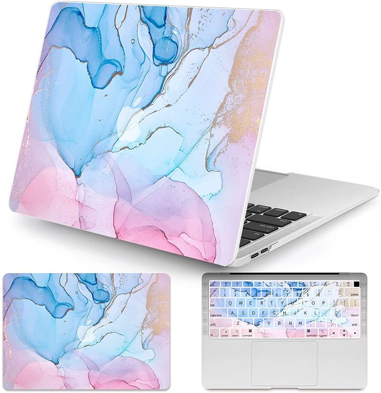 Photo 1 of Seorsok Compatible with MacBook Air 13 Inch Laptop Case 2020 2019 2018 Release A2337 M1/A2179/A1932 with Touch ID,Colorful Marble Case with Marble Keyboard Cover
