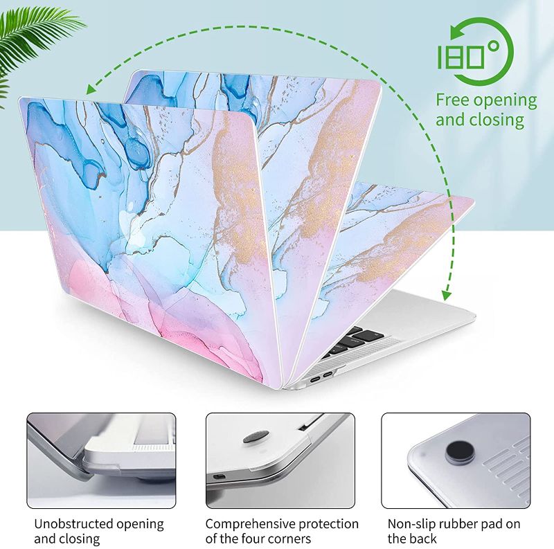 Photo 2 of Seorsok Compatible with MacBook Air 13 Inch Laptop Case 2020 2019 2018 Release A2337 M1/A2179/A1932 with Touch ID,Colorful Marble Case with Marble Keyboard Cover
