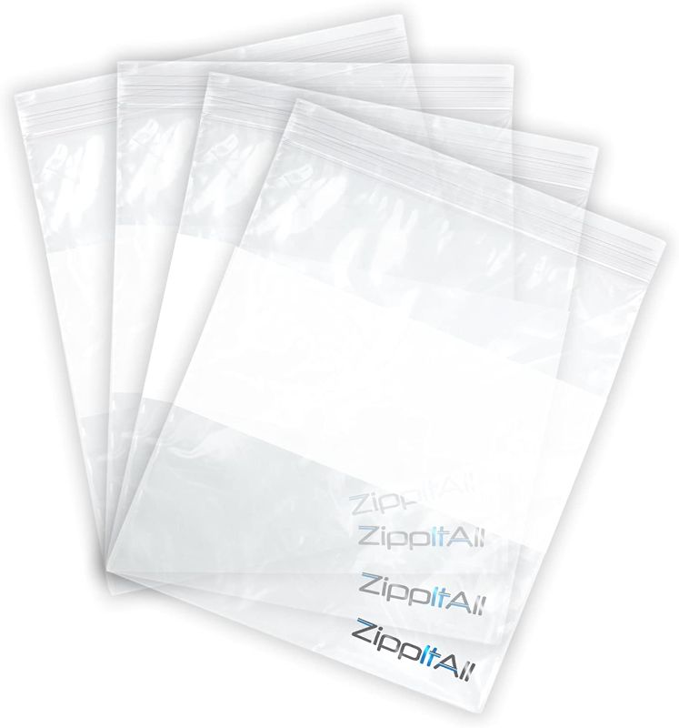 Photo 1 of ZipItAll Gallon Zip Top Resealable Plastic Writable Zipper Freezer Food Bags (250), 2 mL
