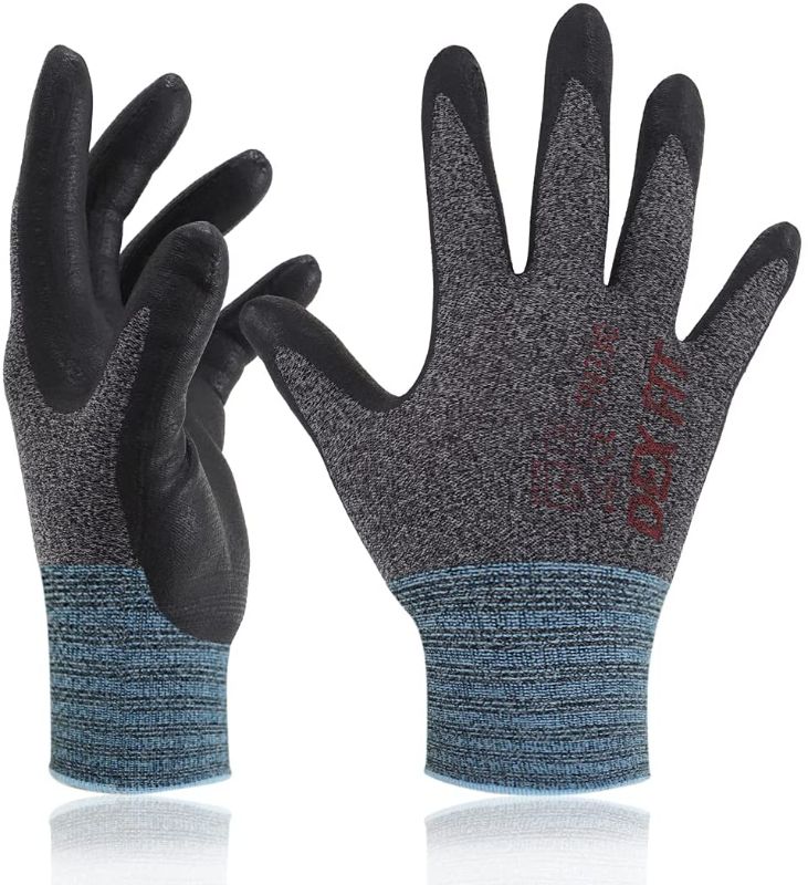Photo 1 of 2 pack DEX FIT Nitrile Work Gloves FN330, 3D Comfort Stretch Fit, Power Grip, Smart Touch, Durable Foam Coated, Thin & Lightweight, Machine Washable, Black Gray X-Small 1 Pair
