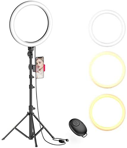 Photo 1 of Erligpowht 10" Selfie Ring Light with Tripod Stand & Cell Phone Holder for Live Stream/Makeup, Dimmable Led Camera Beauty Ringlight for YouTube TikTok/Photography Compatible with Cell Phone(Upgraded)