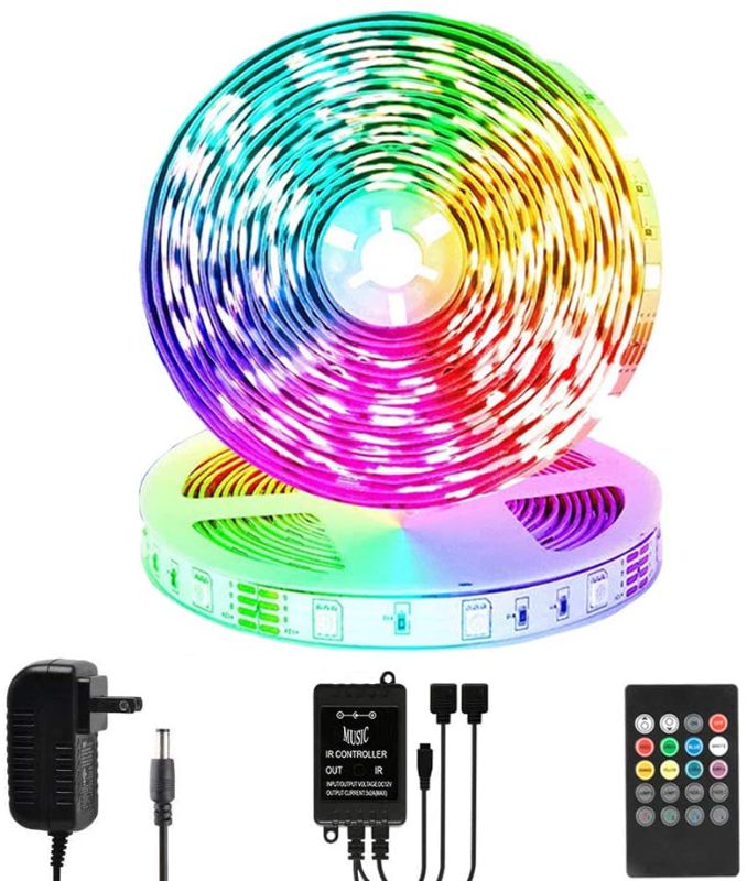 Photo 1 of Led Strip Lights, 32.8ft Color Changing Light Srtip Music Sync 5050 Led Music Lights with Remote for Bedroom, Gaming Desk, TV, Under Cabinet, Bar, Party Home Decor Mood Lights