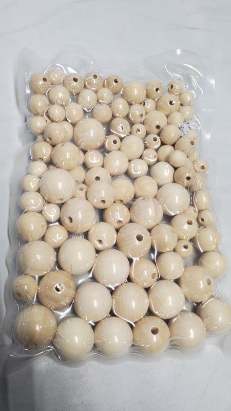 Photo 1 of 100PCS WOODEN CRAFT BEADS ALL SIZES 