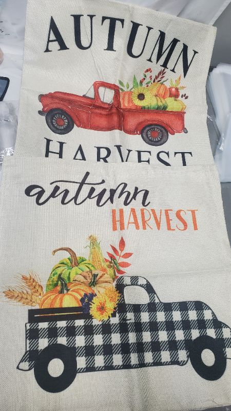 Photo 1 of SET OF 2 HARVEST THROW PILLOW COVERS 18"X18"