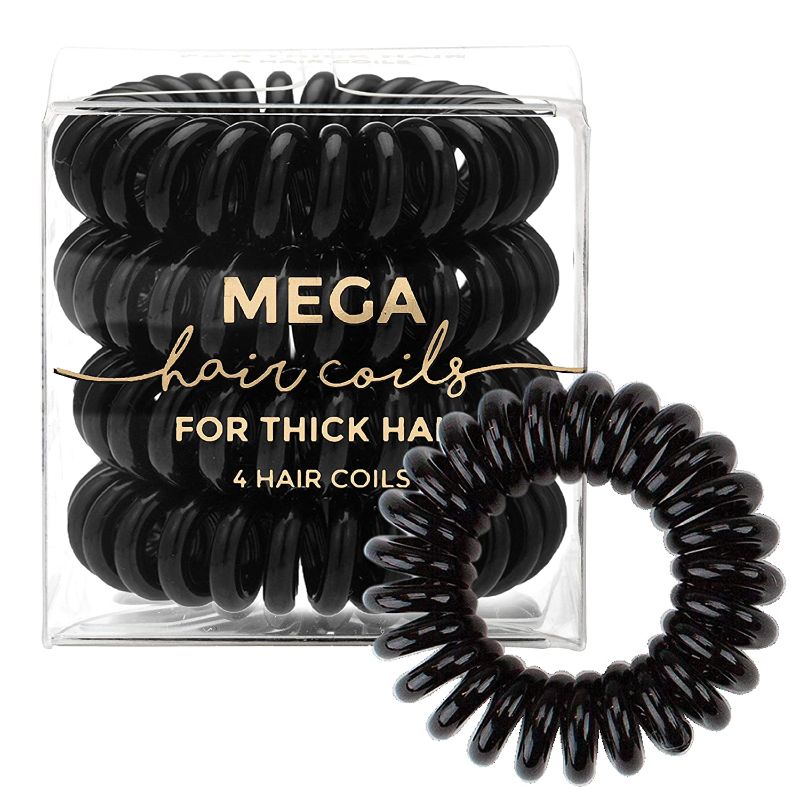 Photo 1 of Kitsch Mega Hair Coils for Thick Hair, Spiral Hair Ties, Ponytail Holder 4 pack, Black
