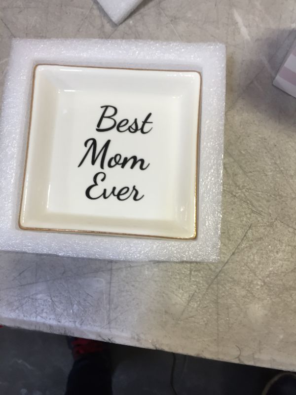 Photo 1 of ElegantPark Birthday Gifts for Mom Ring Dish Best Mom Ever Jewelry Dish Thanksgiving Day Mother's Day Christmas Mom Gifts from Daughter Ceramic Trinket Plate