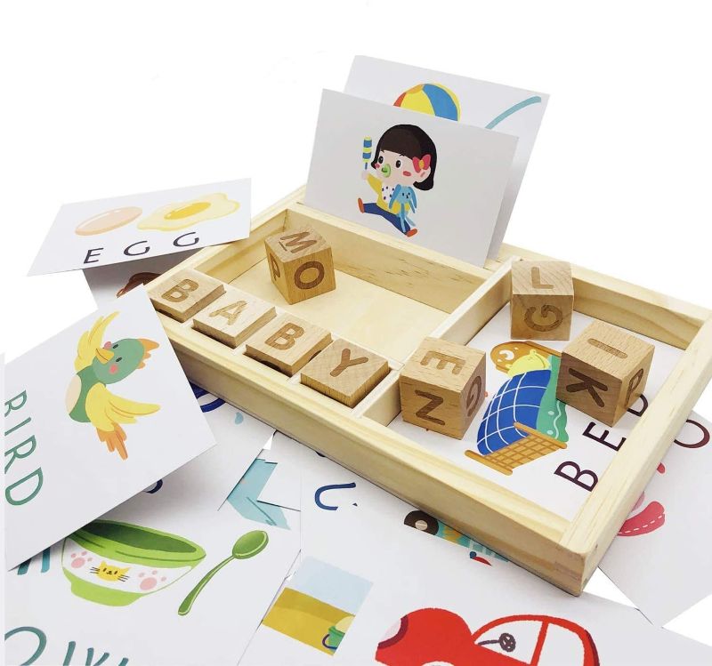 Photo 1 of 
HEY AVA 3 in 1 Spelling Games-Letter Matching Card Games-Preschool Learning Toys,Help Develops Alphabet Words Spelling Skills Letter Block