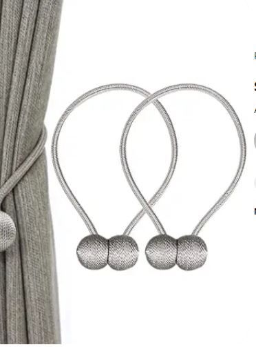 Photo 1 of BCURTAIN Magnetic Curtain Tiebacks,European Style Decorative Curtain Drape Tie with Strong Magnetic for Home and Office Decoration,Grey 2 pairs 