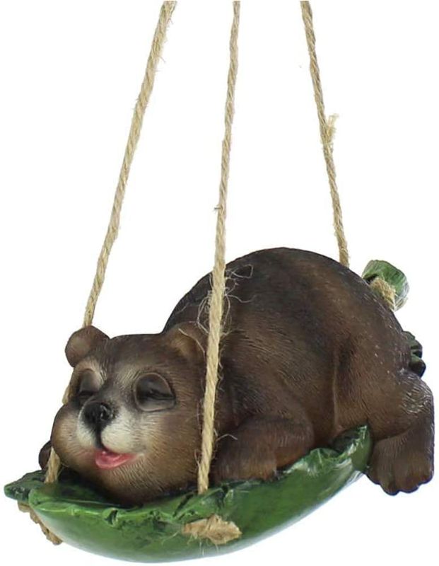 Photo 1 of 
Outdoor Hanging Bear Statues Funny Small Animal Garden Sculpture Fairy Garden Swinging Bear Leaf Hammock Decor for Lawn Patio Yard Decoration (Bear)