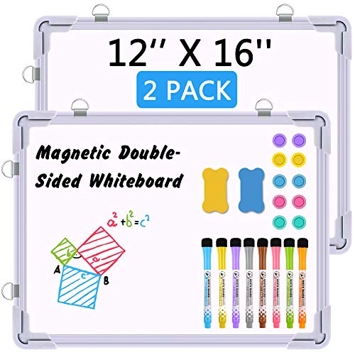 Photo 1 of 2 pack small dry erase whiteboard , 12 x 16 magnetic hanging double sided whiteboard