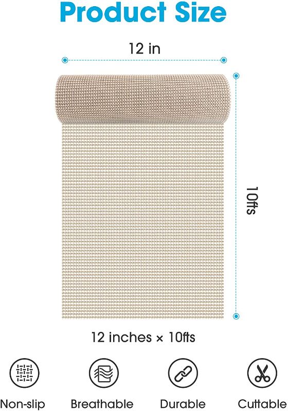 Photo 1 of 12 Inch x 10 FT Drawer and Shelf Liner, Drawer Cabinet Non-Adhesive Protection, Durable and Strong Grip Liners for Drawers, Shelves, Kitchen, Cabinets, Storage, and Tables (Beige)