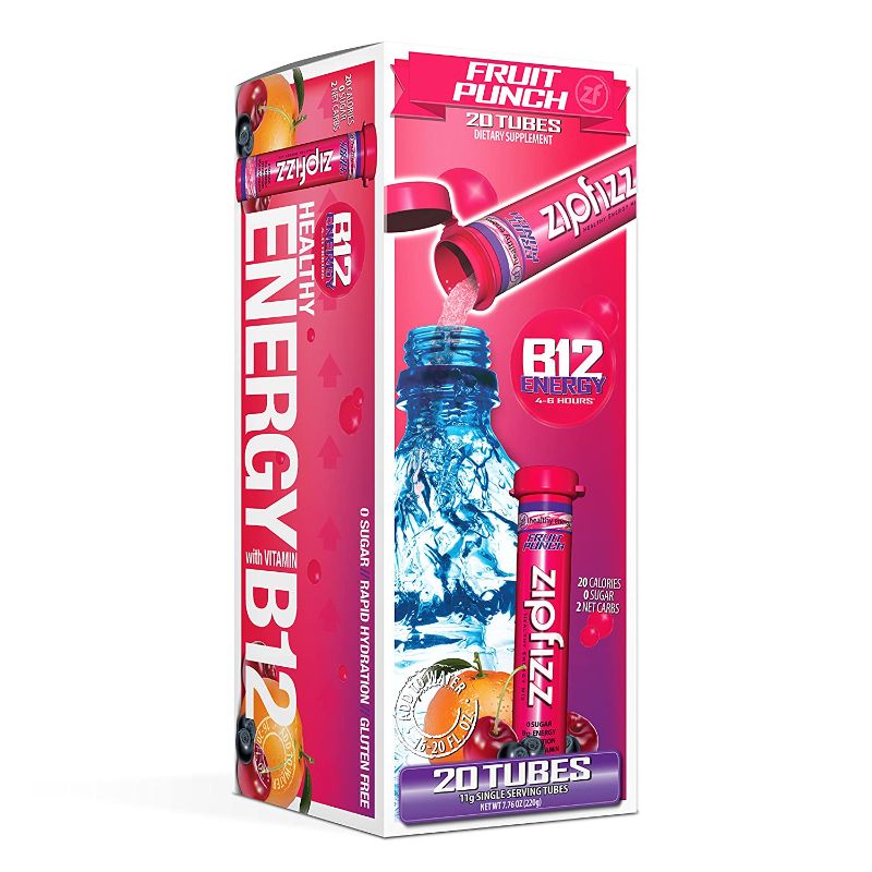 Photo 1 of 
Zipfizz Healthy Energy Drink Mix, Hydration with B12 and Multi Vitamins, Fruit Punch, 20 Count
exp 01/2023