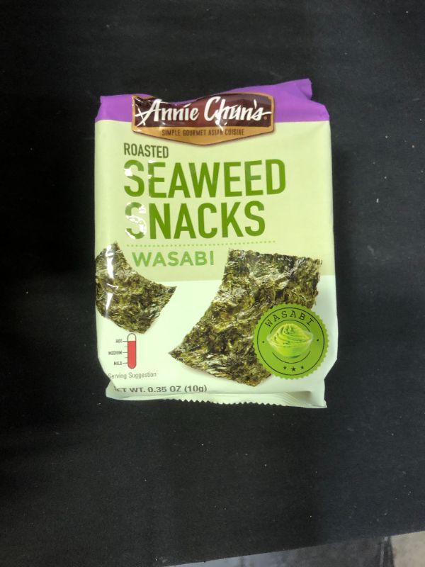 Photo 2 of Annie Chuns Seaweed Snacks, Roasted, Wasabi, Hot - 0.35 oz 12 pack