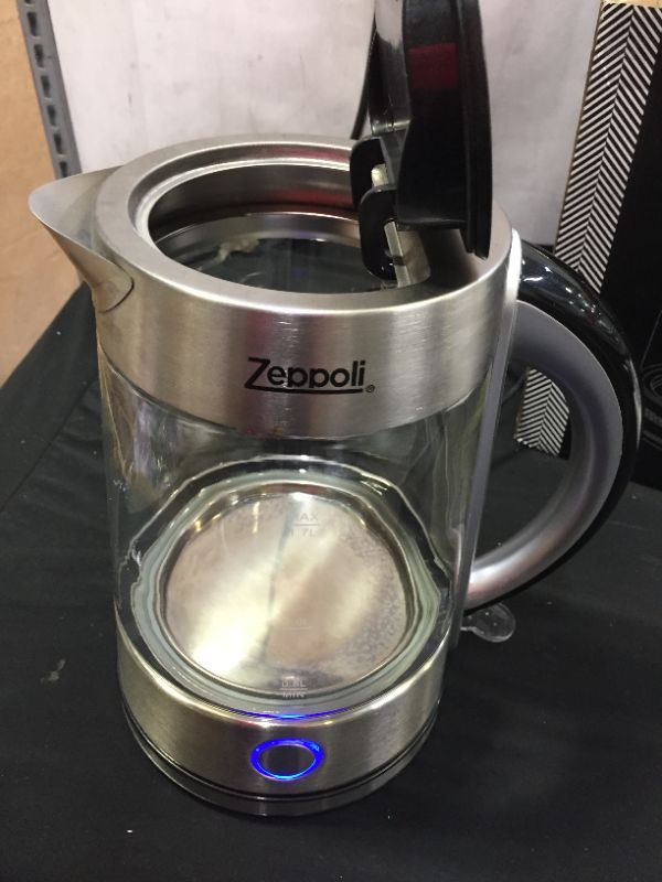 Photo 3 of Zeppoli Electric Kettle - Glass Tea Kettle & Hot Water Boiler - Auto Shutoff (1.7L) & Boil-Dry Protection- Cordless with LED Indicator
