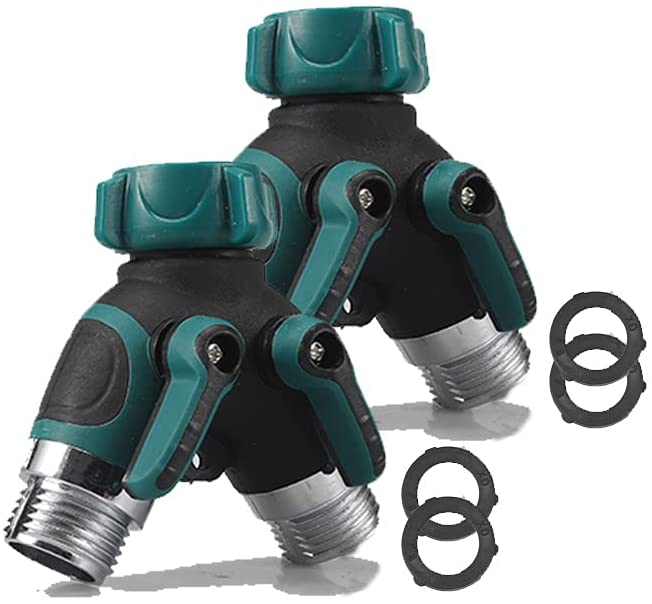 Photo 1 of 1PACK- 2 Way Water Splitter ,Metal Body Garden Y Hose Connector,New Version-Easy Grip,Smooth Long Handles Valve,Heavy Duty For Outdoor And Indoor Use (Green)