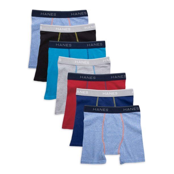 Photo 1 of Hanes Boys Underwear, 7 Pack Tagless Boxer Briefs, Sizes S-XL
