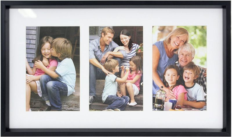 Photo 1 of 12"X22" 3 PICTURE PHOTO FRAME (ITEM HAS SMALL CHIP AT TOP) (ITEM HAS SMALL PAINT OFF)