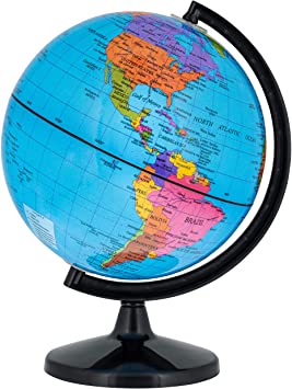 Photo 1 of 12 Inch Desktop World Globe with Blue Oceans - Dark Brown Base