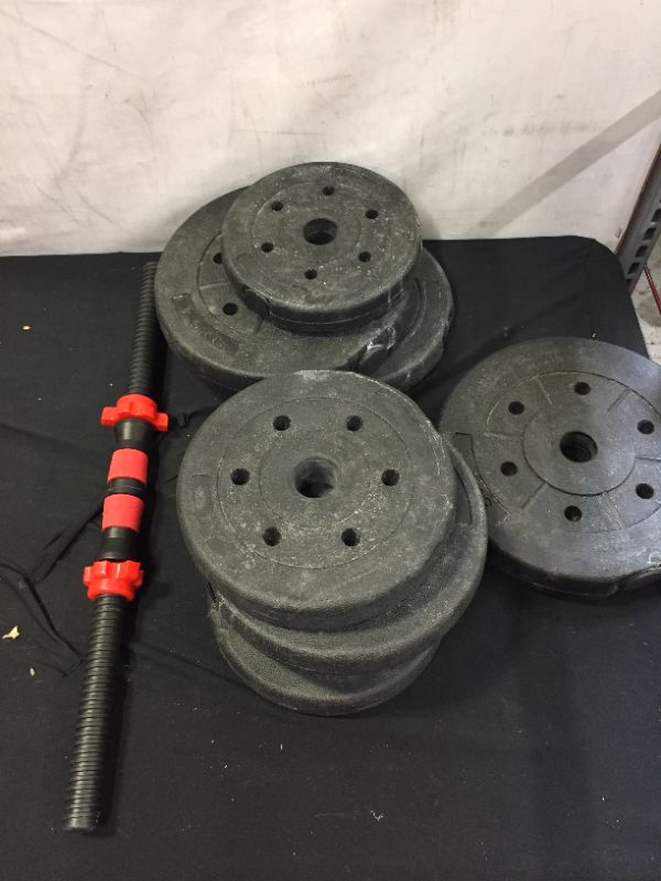 Photo 1 of Adjustable Red Dumbbell Weights Set Barbell