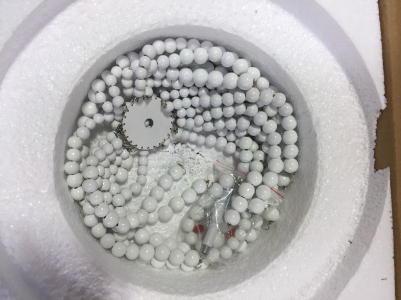 Photo 1 of ALICE HOUSE 14.1" Flush Mount Ceiling Light, 2 Lights Wood Beaded Chandelier, White Farmhouse Ceiling Light for Entryway, Hallway, Bedroom and Stairway