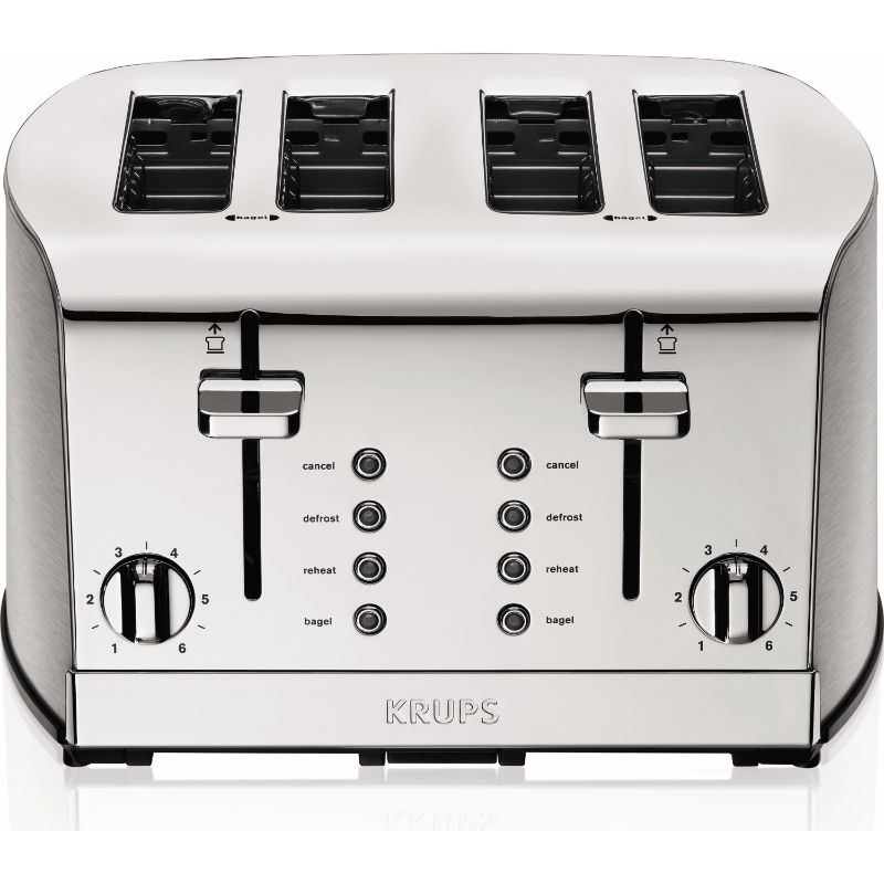 Photo 1 of KRUPS 4-Slice Brushed and Chrome Stainless Steel Toaster
