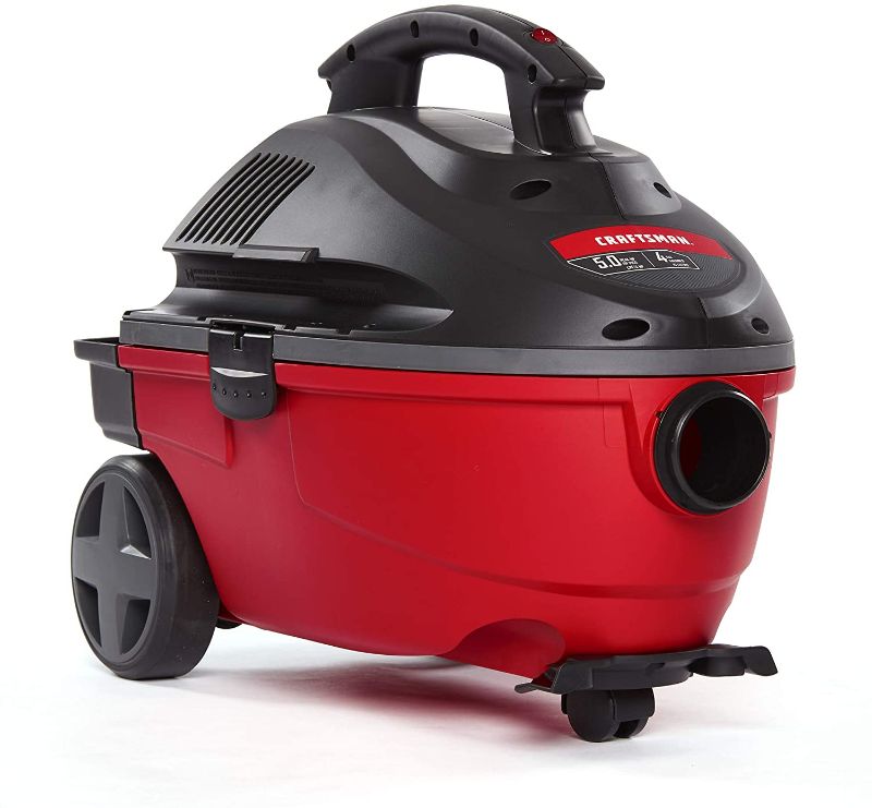 Photo 1 of CRAFTSMAN 17612 4 Gallon 5.0 Peak HP Wet/Dry Vac, Portable Shop Vacuum with Attachments, Red (9-17612),Gray
