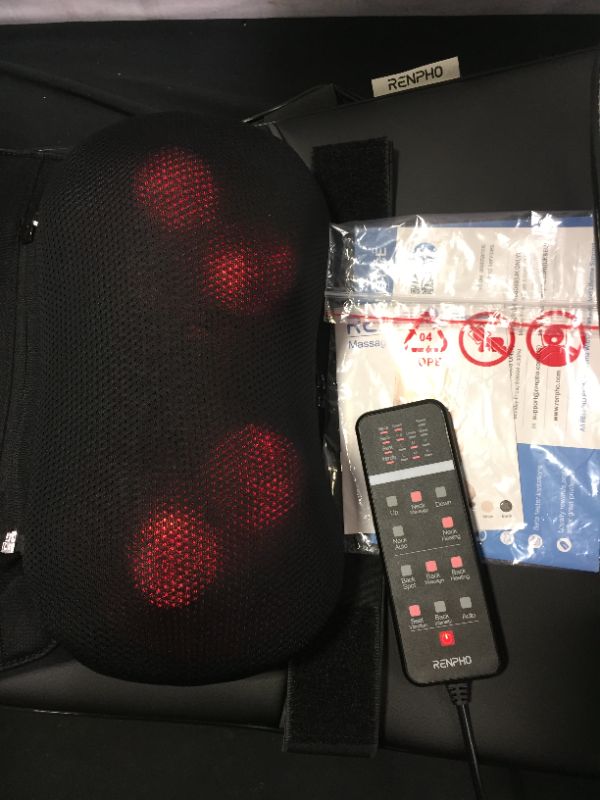 Photo 3 of Back Massager, RENPHO S-Shaped Shiatsu Massage Seat Cushion with Vibration, Heat, Deep Kneading Rolling, Massage Chair Pad for Shoulder, Waist,Hips,Muscle Pain Relief, Home/Office
