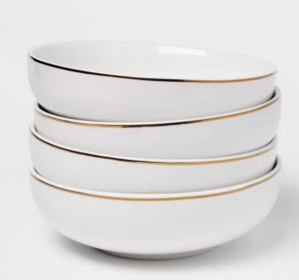 Photo 1 of 40oz 4pk Stoneware Dinner Bowls Gold - Threshold™
