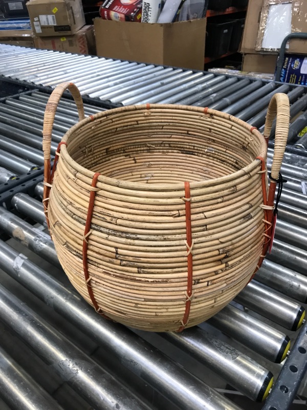 Photo 2 of 14" x 13" Round Rattan Basket with Handle Natural - Opalhouse™ designed with Jungalow™
