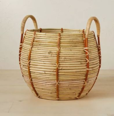 Photo 1 of 14" x 13" Round Rattan Basket with Handle Natural - Opalhouse™ designed with Jungalow™

