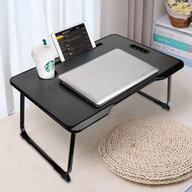 Photo 1 of Laptop Desk, Adjustable Lap Bed Tray Table, Foldable Notebook Stand Reading Holder with Handle, Card Slot and Cup Holder for Couch Floor, Eating, Reading Book, Watching on Bed/Sofa/Dorm-Black
