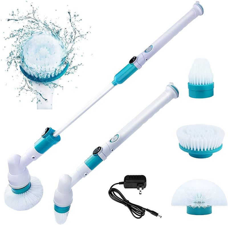 Photo 1 of Electric Spin Scrubber 360 Cordless Power Brush Shower Scrubber, Electric Brush Scrubber with Adjustable Extension Arm and 3 Replaceable Bathroom Scrubber Cleaning Brush Heads for Tub, Sink, Floor
