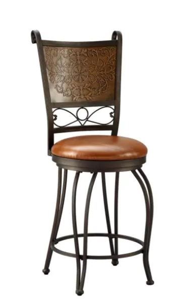 Photo 1 of 24 in. Bronze and Copper Cushioned Bar Stool
