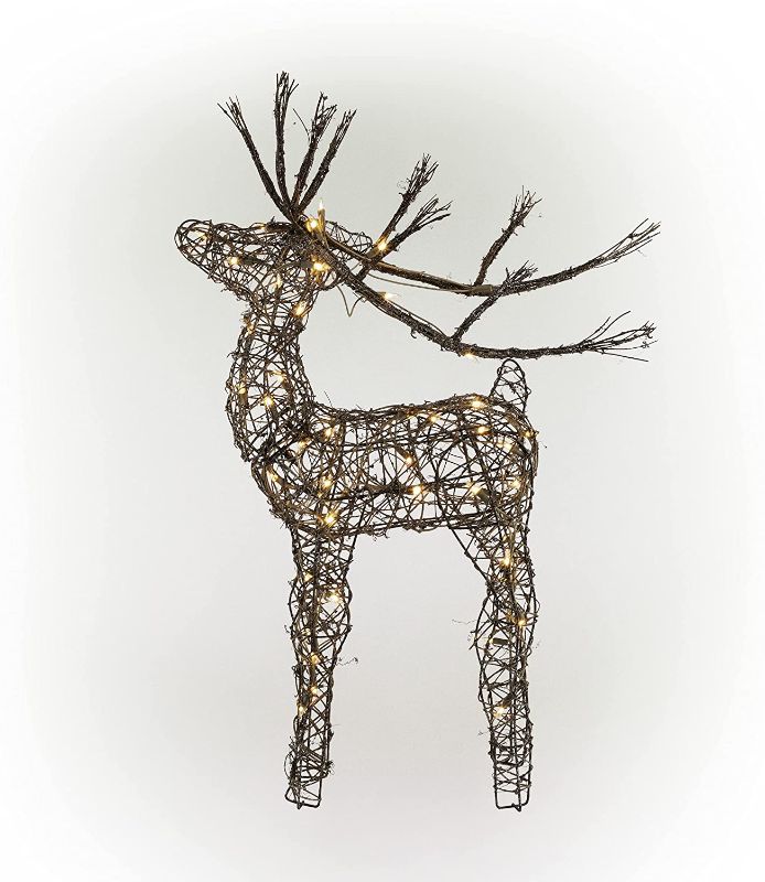 Photo 1 of Alpine Corporation Outdoor Holiday Rattan Reindeer with Halogen Lights
