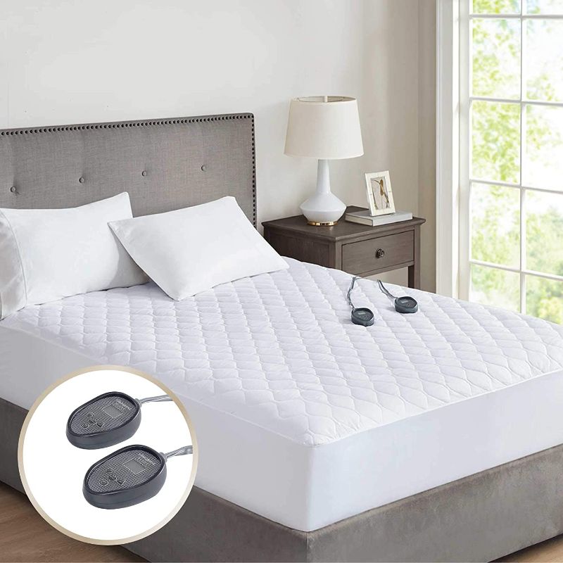 Photo 1 of Beautyrest --has error message-- 100% Cotton Heated Mattress Pad, Dual Temperature Control Electric Bed Warmer with 18" Deep Pocket, 20 Level Setting, Auto Shut Off Safety, King, Deluxe White

