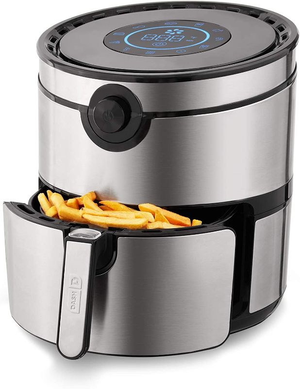Photo 1 of Dash DFAF600GBSS01 AirCrisp Pro Electric Air Fryer + Oven Cooker with Digital Display + 8 Presets, Temperature Control, Non Stick Fry Basket, Recipe Guide + Auto Shut Off Feature, 6qt, Stainless Steel
