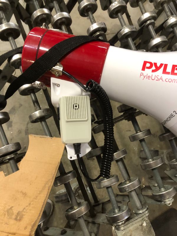 Photo 4 of Pyle Megaphone 50-Watt Siren Bullhorn - Bullhorn Speaker w/ Detachable Microphone, Portable Lightweight Strap & Rechargeable Battery - Professional Outdoor Voice for Police & Cheerleading - PMP57LIA
