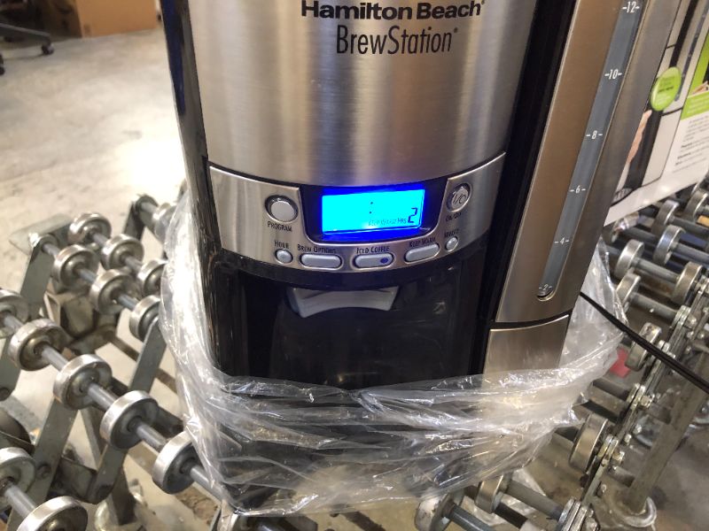 Photo 1 of Hamilton Beach (47950) Coffee Maker with 12 Cup Capacity & Internal Storage Coffee Pot, Brewstation, Black/Stainless Steel
